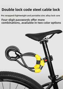Verrou à câble en acier à combinaison <span class=keywords><strong>antivol</strong></span> à 4 chiffres, double tête, menottes, verrou pour scooter électrique avec support pour vélo électrique - Product Image 5