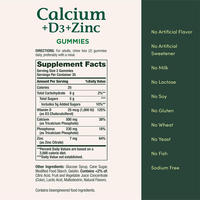Gummies de Vitamines Calcium + D3 + Zinc Certifiées GMP, 60 Unités, pour le Soutien Immunitaire Adulte, la Santé Osseuse et le Développement