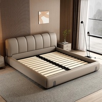 Cama con plataforma de cuero italiano Geshang YG-6 |   Tamaño King/Queen |   Muebles de Dormitorio Modernos |   Venta al por mayor