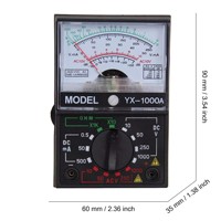 Mini multimètre analogique 90 mm * 60 mm * 32 mm, multi-testeur, mesure de la tension DC/AC, du courant DC, de la résistance, du dB avec des fils de test