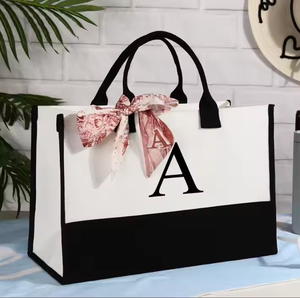 Bolso de compras duradero grande de alta calidad a la moda logotipo avanzado impreso bordado lienzo algodón laminado bolso de mano bajo Moq - Product Image 2
