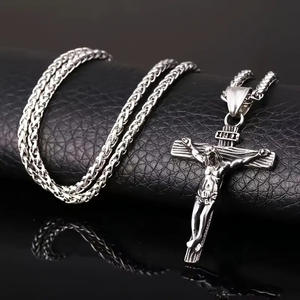 Moda crucifijo Jesucristo Metal Cruz colgante collar moda Acero inoxidable hombres mujeres joyería oro <span class=keywords><strong>plata</strong></span> Color - Product Image 4