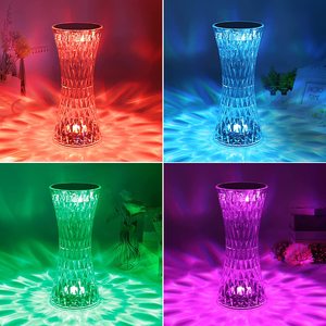 Lampe de table tactile moderne à piles rechargeables, 16 couleurs, en cristal, lumière rose, pour fêtes - Product Image 5