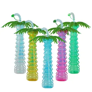 Tassen Cup Tree Party Palm Yard Hawaiian Flasche Wasser becher Deckel Strohhalme Luau Form Trinken Sippy Stroh Tiki Gläser Zubehör