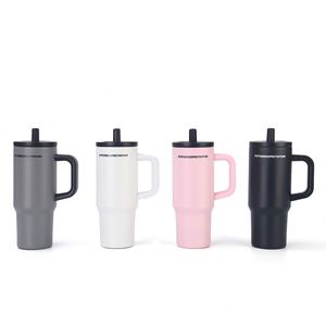 Gobelet isotherme de voyage pour voiture 24oz 720ml, tasse à double paroi avec couvercle et paille antidérapante pour le bureau - Product Image 1