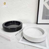 Plateau à bijoux rond en travertin naturel pour hôtel, villa, table, décoration intérieure, plateau décoratif en marbre à bord épais