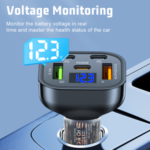 Prodotti di Tendenza 2026 Nuovi Arrivi Caricabatterie Auto USB Full PD 30W con Display Voltaggio 2 Type-<span class=keywords><strong>C</strong></span> 2 USB-<span class=keywords><strong>A</strong></span> Ricarica Rapida Multi-Porta - Product Image 4