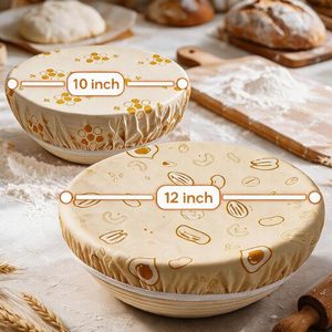 Custom Design 10/12 Inch Beeswax Sourdough Bowl Covers Reusable Organic Elastic Cover for Sourdough Bread Proofing - Product Image 4