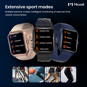 Jam Tangan Pintar Miccell Square BT Call, Deteksi Detak Jantung, Mode Olahraga, Pelacak Kebugaran, Tahan Air, Multifungsi untuk Olahraga dan Perjalanan - Product Image 2