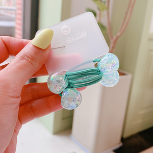 La version coréenne pour enfants a éclaté boule ronde double tête pour installer cercle de cheveux petit ins frais couleur bonbon simple cravate corde à cheveux - Product Image 2