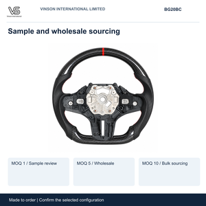 Volant en fibre de carbone nue pour BMW G20 Série 3 2020 2024, bande rouge, fond plat, jante BG20BC - Product Image 5