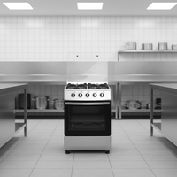 Fourneau à gaz commercial multifonctionnel à quatre brûleurs, électrique, avec four, grill, micro-ondes, en acier inoxydable, autoportant, pour restaurant