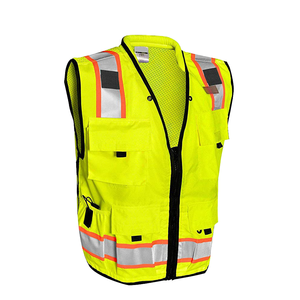 Gilet de sécurité de travail extérieur en polyester à LED réfléchissant haute visibilité ANSI Classe 2, jaune fluorescent, orange, plusieurs tailles - Product Image 1