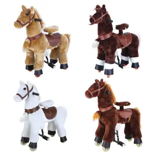 Kleine 72Cm Pluche Actie Pony Duizelig Op Speelgoed Schommelen Wandelen Mechanische Paardendieren Op Wielen Simulator Te Koop Kinderen