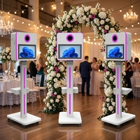 Photomaton à cadre métallique 9:16, ordinateur tout-en-un, photomaton de fête, photomaton de mariage avec lumières RGB et boîte volante