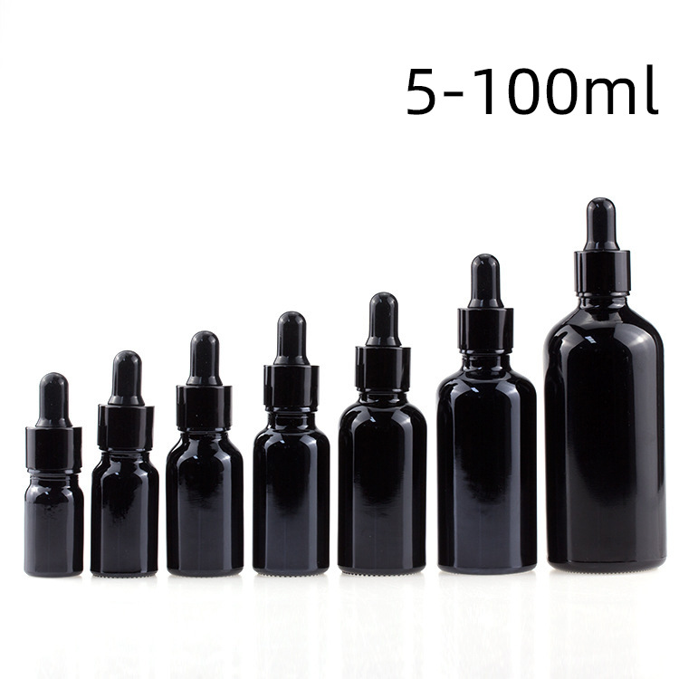 30 ml cosmetic hair essential oil bottles  frosted black glass dropper bottle