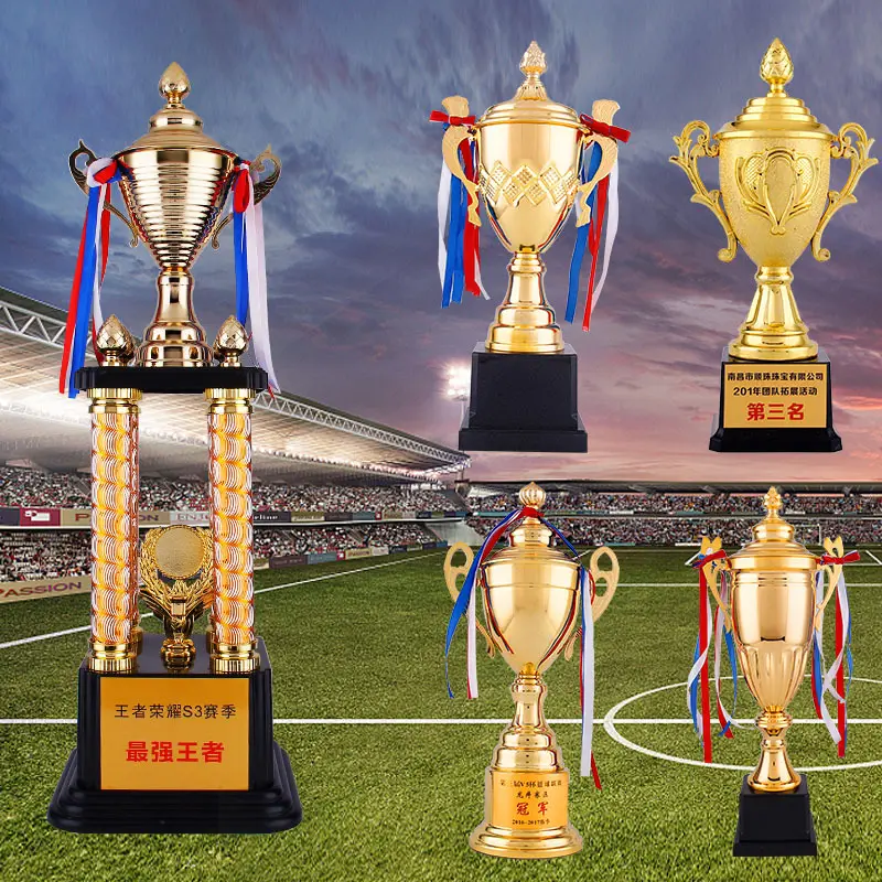 New golden resin integrated trophy wholesale custom logo trophies medals plaques