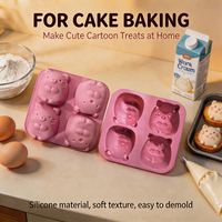 Anpassbare 4-fach Silikonform für DIY-Desserts, Seifen, Harz, Kerzen und ätherische Öle – Niedliche Cartoon-Marmot-Form, lebensmittelecht