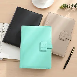 Free Sample Notebook PU Business A5 6 Metal Ring 6 Holes Loose-leaf Budget Binder Leather Notebook With Pen Loop Buckle