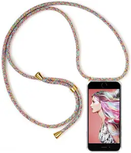 Custom multi color transparent smartphone holder case with lanyard necklace