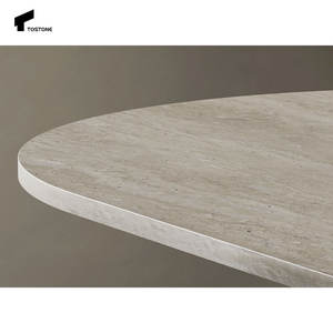 Tostone, las mejores ventas, mesa de comedor de travertino Natural ovalada blanca de Italia para el hogar, apartamento, Villa, comedor, decoración Interior de Hotel - Product Image 4