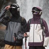 Veste de motoneige 3-en-1 imperméable, coupe-vent, résistante aux taches, à capuche, rembourrée, pour l'alpinisme et les voyages