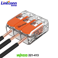 Connecteur de câblage à 3 pôles à branchement rapide 221-413 WAGOS pour câblage, connecteur de borne 4 mm, 450 V 32 A avec certification US CE