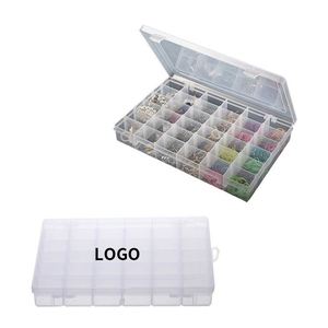 Custom Clear Plastic Storage Box Portable 36 Compartments Transparent PP Jewelry Box with Lid - Product Image 1