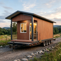 Maison mobile de luxe sur roues, préfabriquée, modulaire, cabine sur remorque, structure en acier léger moderne, écologique, pour habitation, école ou bureau
