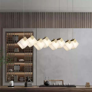 Modern Minimalist Led Pendant Light 6 8 10 <b>Head</b> Square Gold Finish Chinese <b>Style</b> For Dining Room - Product Image 5
