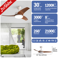 Ventilateur de plafond intelligent 1stshine 42 pouces avec commande Wi-Fi, compatible vocale, télécommande personnalisable, OEM/ODM, avec lumière LED