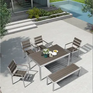 2024 bahçe hasır mobilya bahçe fırçalanmış alüminyum masa ve sandalye için kahve dükkanı yemek seti veranda mobilya rattan açık