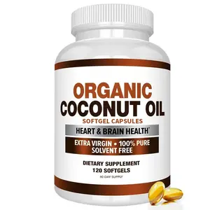 Best Selling Vegan Supplement Support Heart Brain Health MTC Orgânico Óleo De Coco Cápsulas Softgel