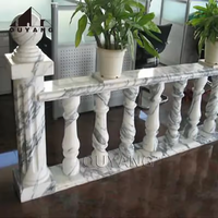 QUYANG sculpture à la main en pierre naturelle escalier balcon pilier garde-corps clôture garde-corps en marbre blanc