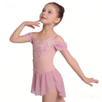 Robe de danse pour adultes, justaucorps rose à perles pour femmes, costumes de ballet pour la scène, robe de ballet pour compétition