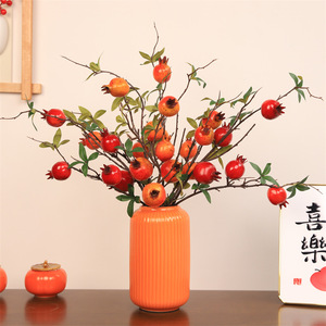 Branche de grenade artificielle Qingyu Chronicle, rouge orangé, pour décoration de bureau, maison et accessoires de mariage - Product Image 2
