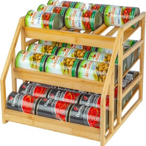 Organizador de Almacenamiento de Bambú para Frascos, Estante de Cocina Apilable de 3 Niveles, Soporte para Alimentos, Estante de Madera para Gabinete - Product Image 1