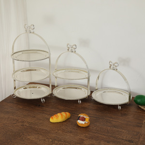 Europese stijl enkelvoudige/dubbele/drielaagse ronde zilveren taartplateau voor thuisgebruik, licht luxe etalage voor voedsel, groothandel - Product Image 3