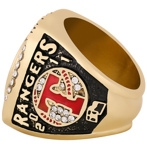 Bague de champion des Texas <span class=keywords><strong>Rangers</strong></span> 2011 personnalisable en gros, plaquée or classique, en alliage avec pierre naturelle, motif animal, unisexe, pour fête - Product Image 4