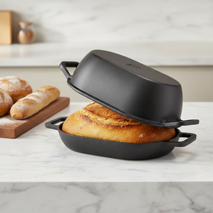 Olla ovalada de hierro fundido precurada al por mayor con tapa para hornear pan, ideal para masa de pan de levadura - Product Image 1