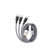 Câble de données USB-A vers Type-C 3-en-1 tressé avec conducteur en cuivre pur, charge rapide et transfert de données pour smartphones et appareils électroniques