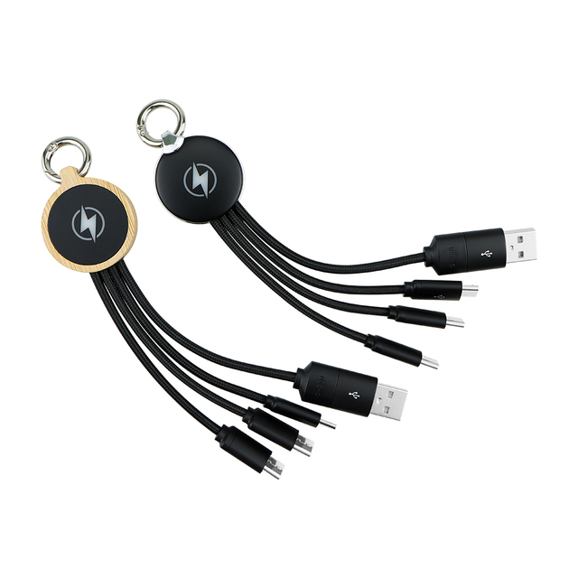 Custom Business Logo Keychain Charger Promotional USB Type-C Micro All One 3-in-1 Charging Cable for Multi-Charging Business