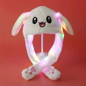 Chapeau de Lapin LED avec Oreilles Mobiles, Chapeau de Lapin Cartoon Chaud et Coloré avec Lumières LED, Jouet Lumineux pour Noël et l'Hiver - Product Image 3