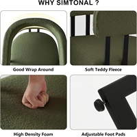Fauteuils de cuisine verts modernes du milieu du siècle chaises de salle à manger baril Surface en polaire Teddy chaises de salon incurvées à l'arrière