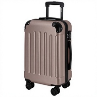 Valise de cabine rigide en ABS avec serrure TSA, fermeture éclair YKK, roulettes pivotantes à 360° et poignée télescopique (M Champagne)