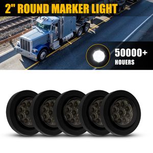 AUXITO 2 pouces, feux latéraux ronds à 9 LED blanches 6000K, avec œillet pour camions, UTV, remorques, couvercle fumé, 5 pièces - Product Image 6