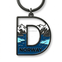 Porte-clés souvenir Norvège personnalisé en émail en forme de lettre A, porte-clés en métal lettre D pour cadeau de voyage
