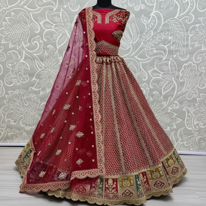 Designer Silk Bridal Lehenga Choli with Four <b>Meter</b> Plus Flair for Winter Party Occasions - Product Image 1