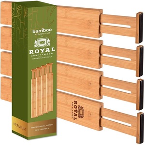 Vente en gros diviseur de <span class=keywords><strong>tiroir</strong></span> réglable extensible en <span class=keywords><strong>bambou</strong></span> séparateur d'espace télescopique pour chambre à coucher organisateur d'armoire pour vêtements épices - Product Image 1