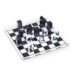 사용자 정의 수제 프리미엄 장식 거대한 체스 조각 보드 게임 아크릴 럭셔리 체스 보드 세트